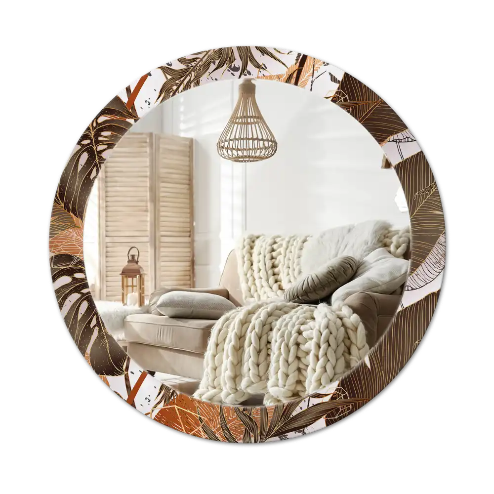 Round decorative mirror Palm leaves