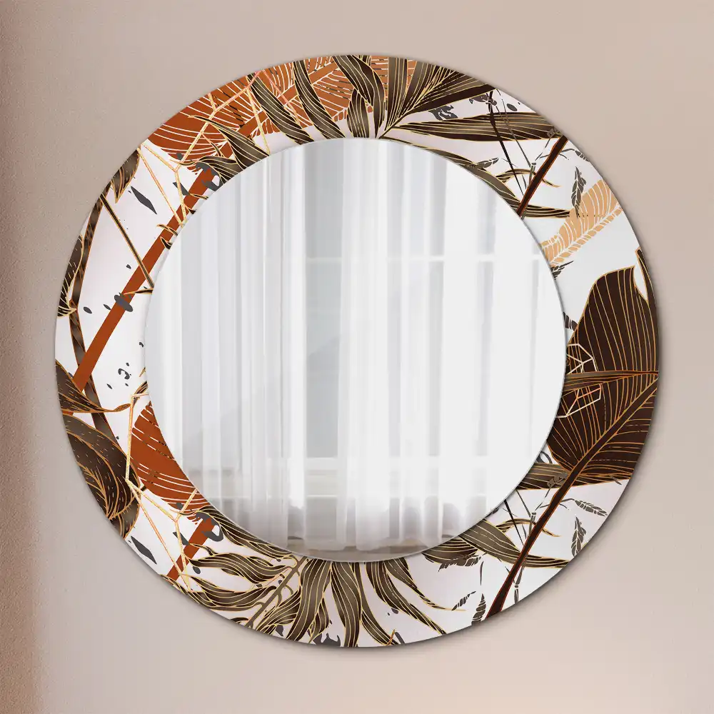 Round decorative mirror Palm leaves