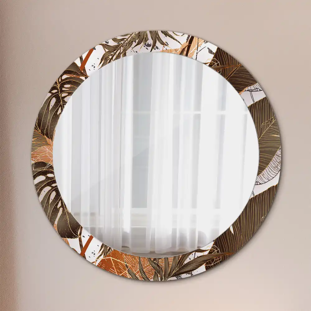 Round decorative mirror Palm leaves