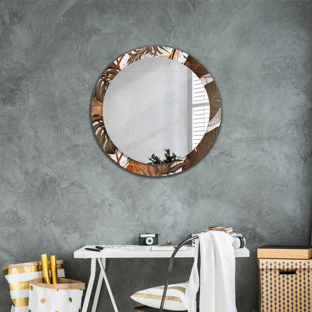 Round decorative mirror Palm leaves