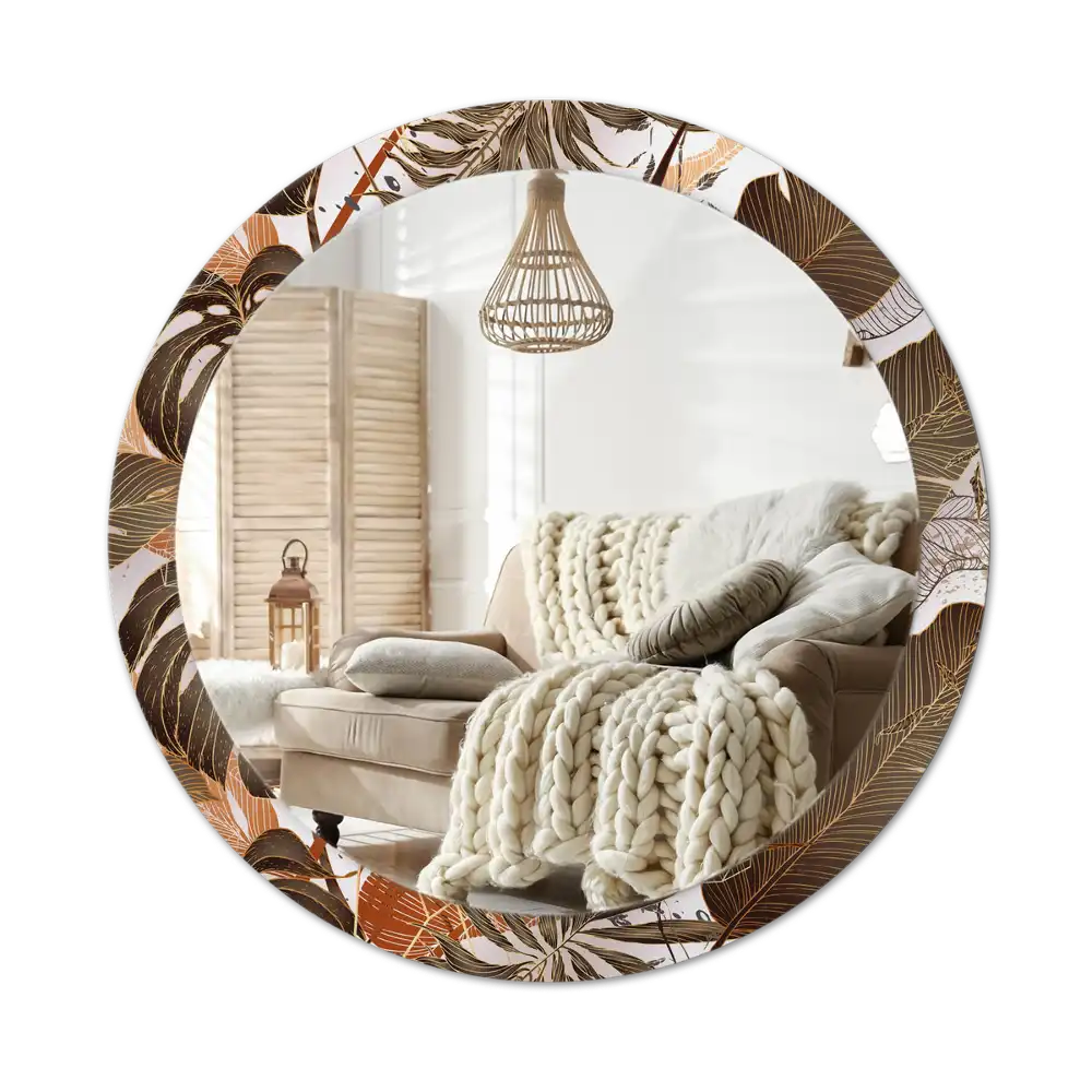 Round decorative mirror Palm leaves