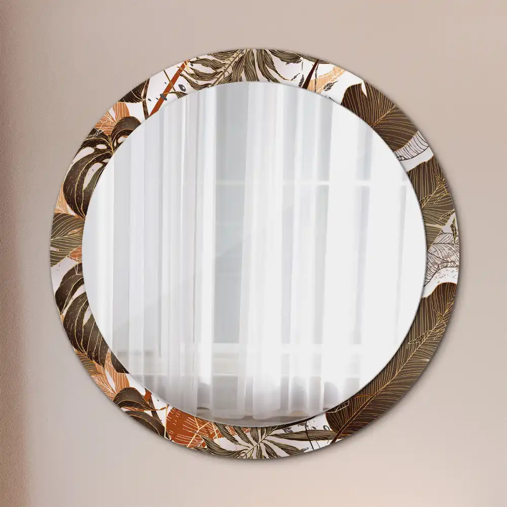 Round decorative mirror Palm leaves