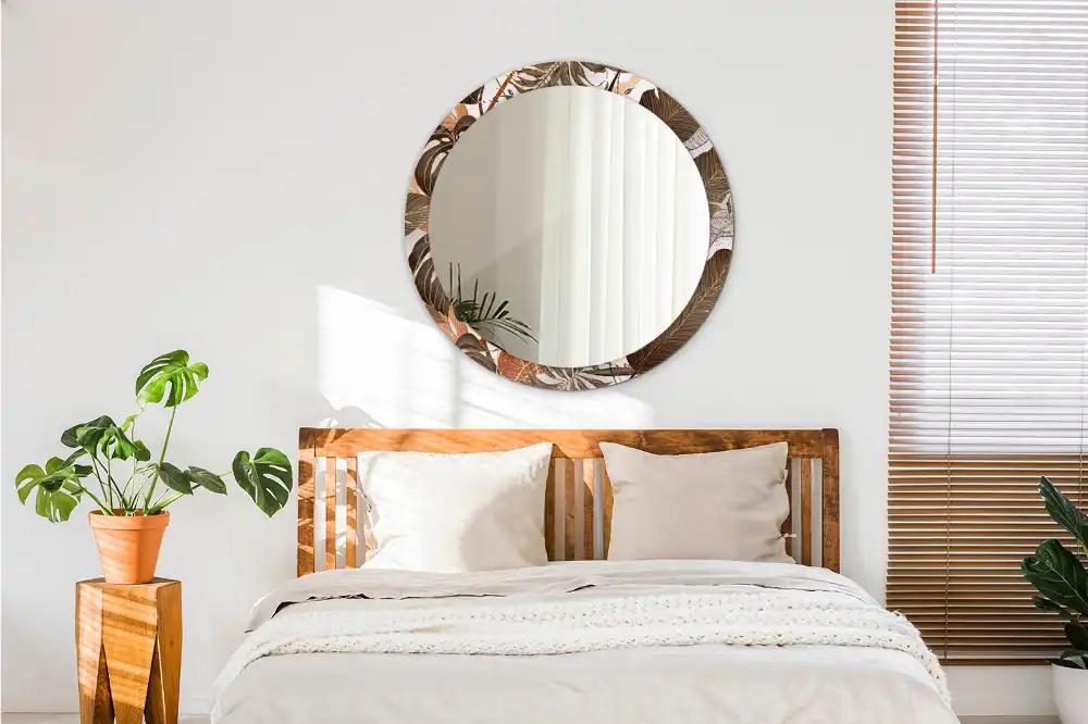 Round decorative mirror Palm leaves