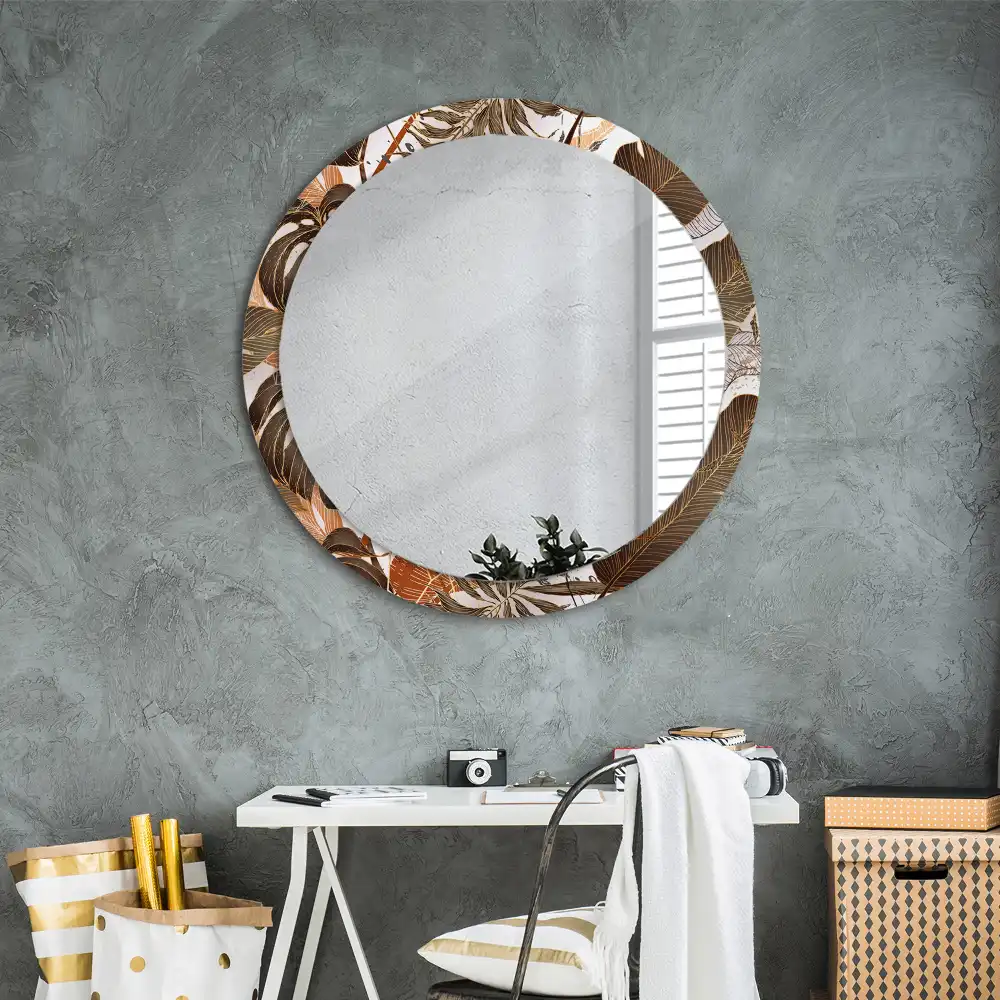 Round decorative mirror Palm leaves