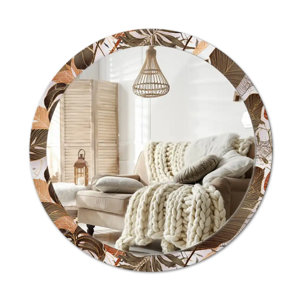 Round decorative mirror Palm leaves