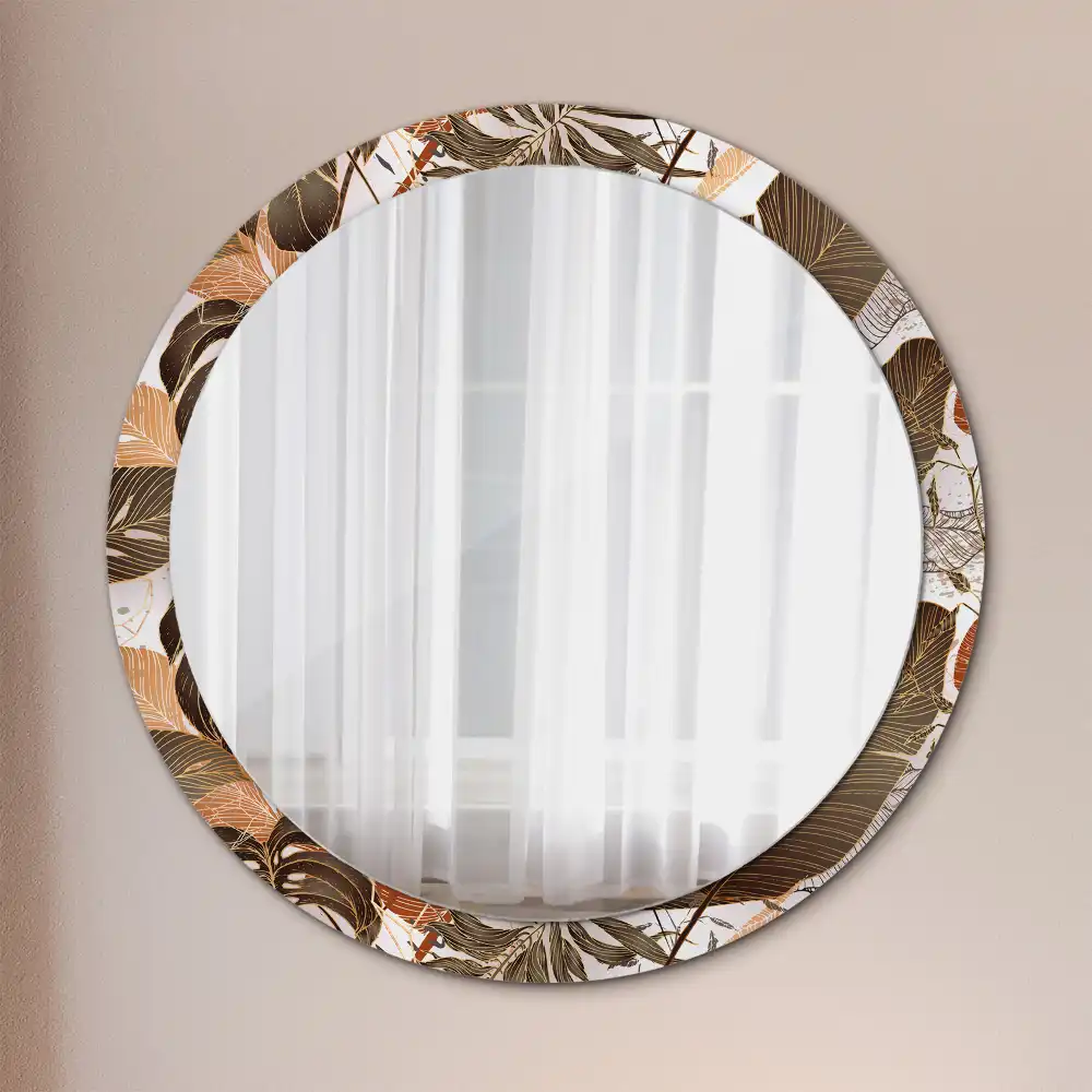 Round decorative mirror Palm leaves