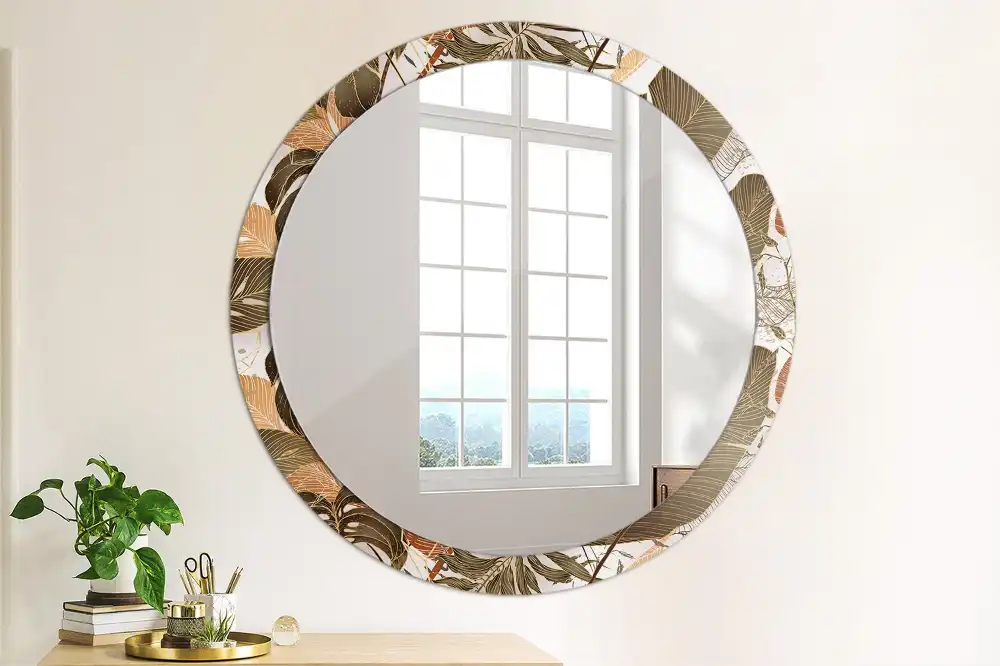 Round decorative mirror Palm leaves