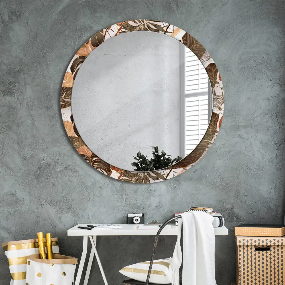 Round decorative mirror Palm leaves