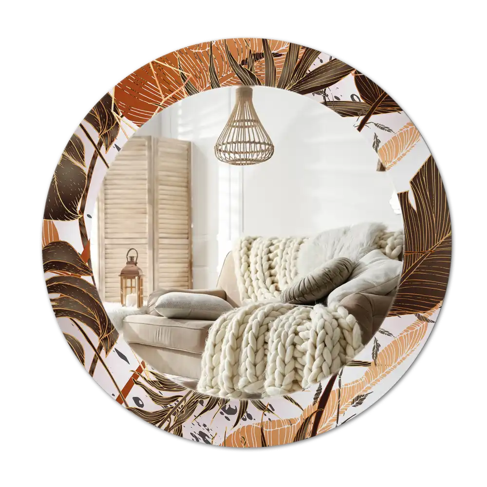 Round decorative mirror Palm leaves