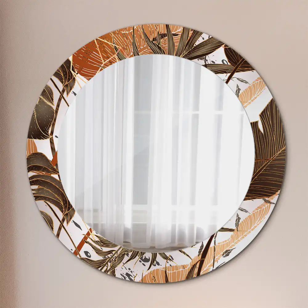 Round decorative mirror Palm leaves