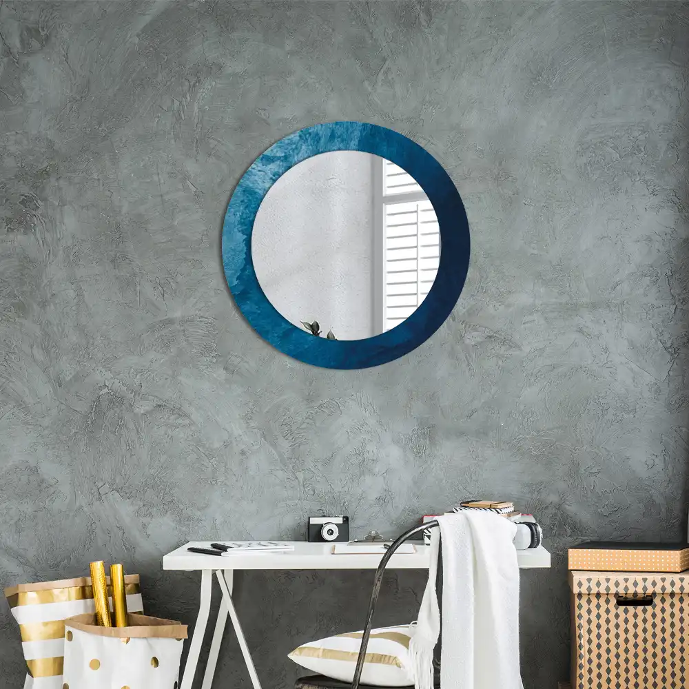 Round printed mirror Abstract art
