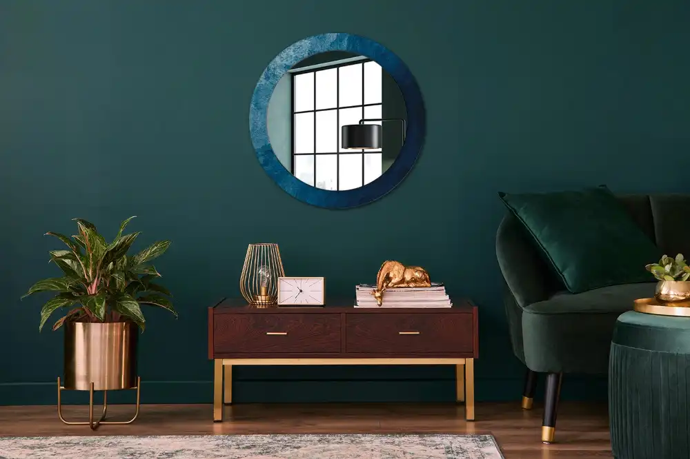 Round printed mirror Abstract art