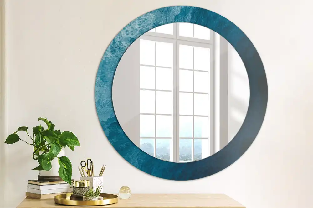 Round printed mirror Abstract art
