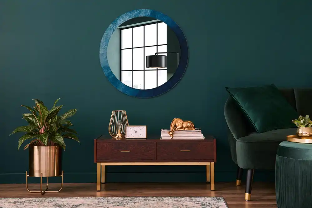 Round printed mirror Abstract art