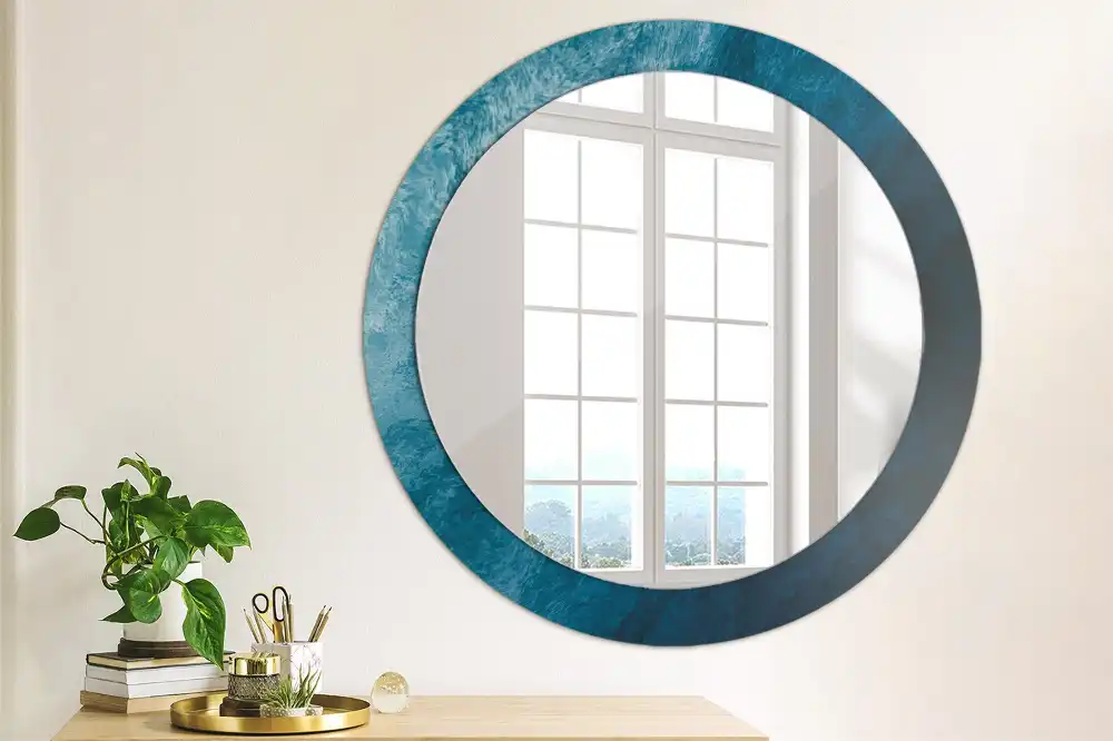 Round printed mirror Abstract art