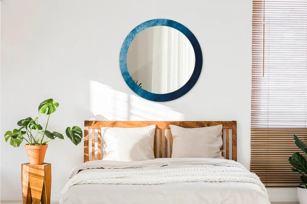 Round printed mirror Abstract art