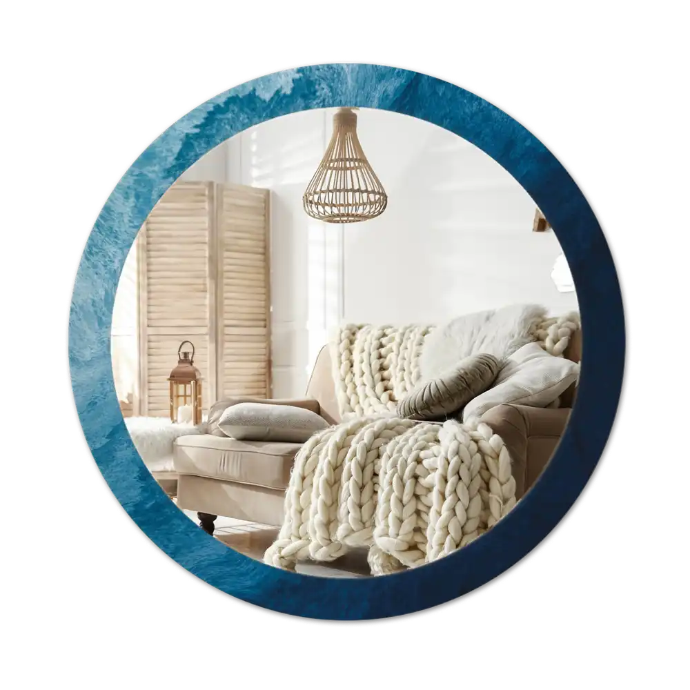 Round printed mirror Abstract art