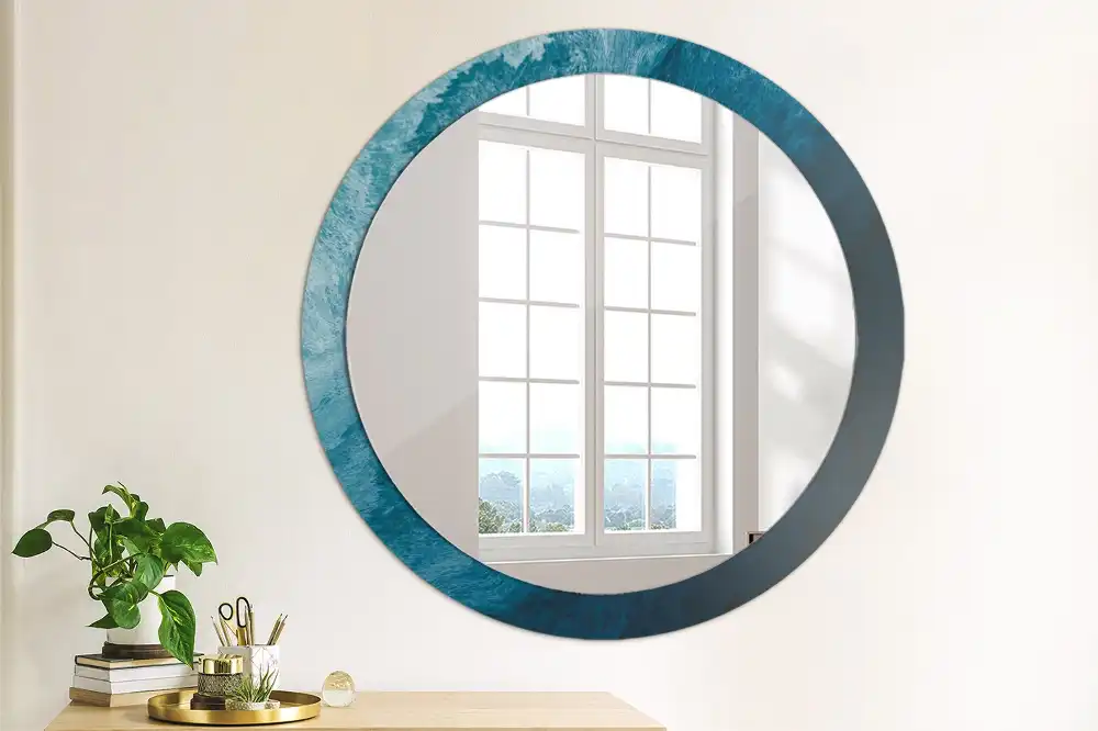 Round printed mirror Abstract art