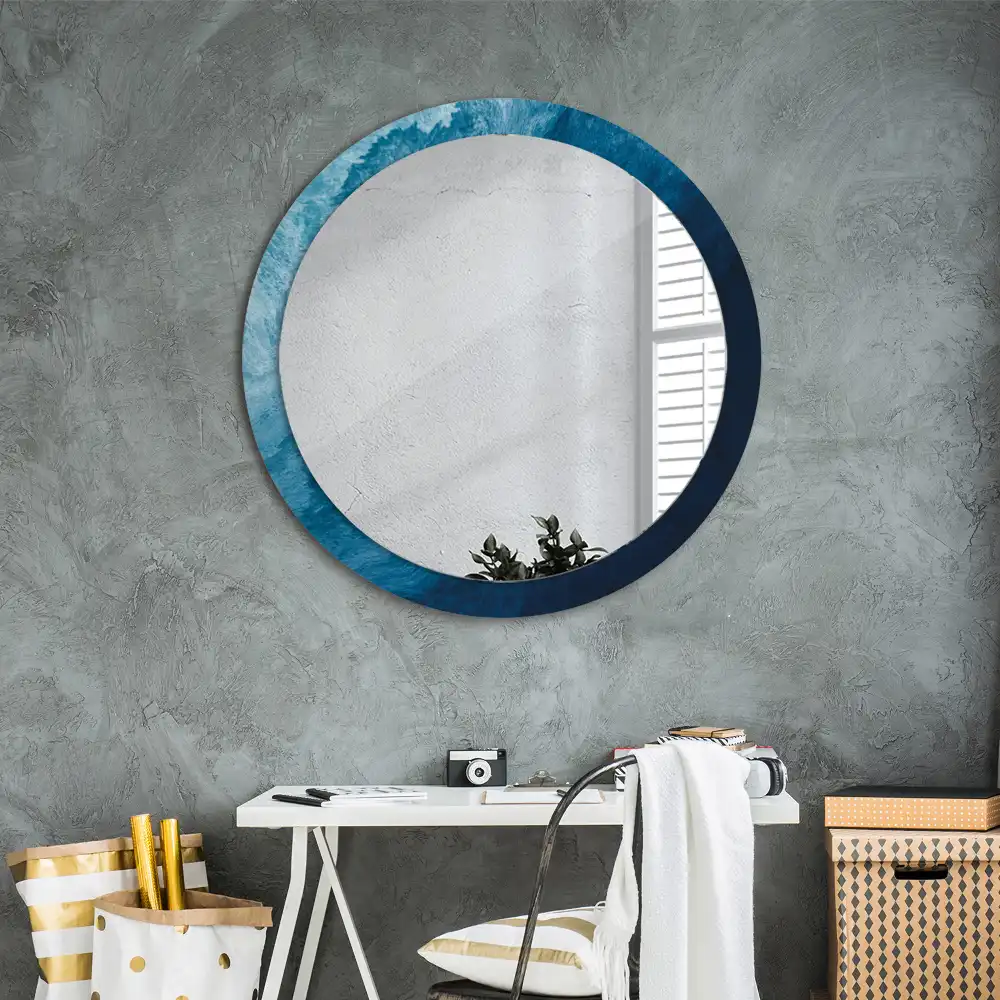 Round printed mirror Abstract art