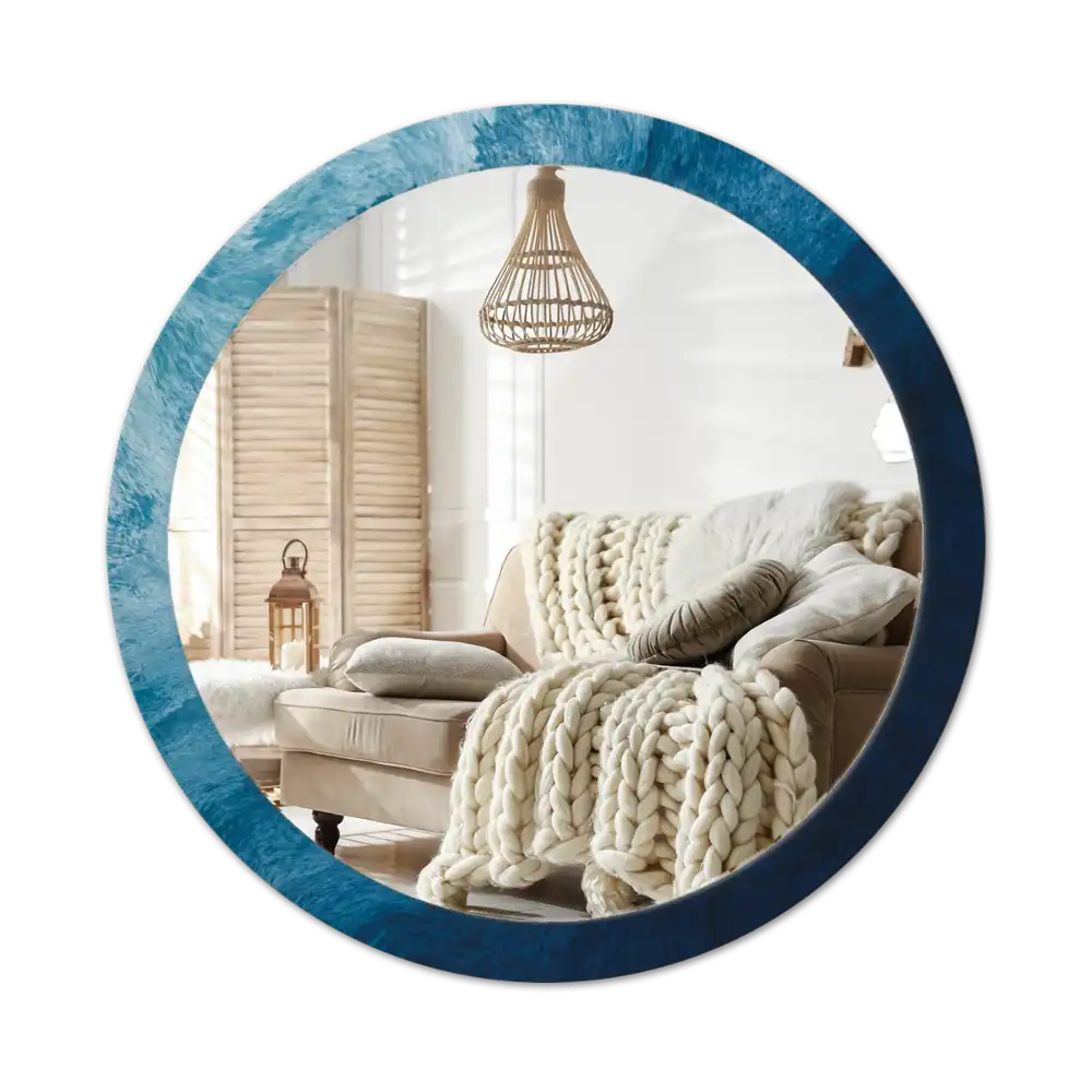 Round printed mirror Abstract art