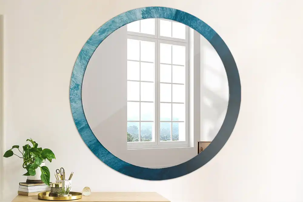 Round printed mirror Abstract art