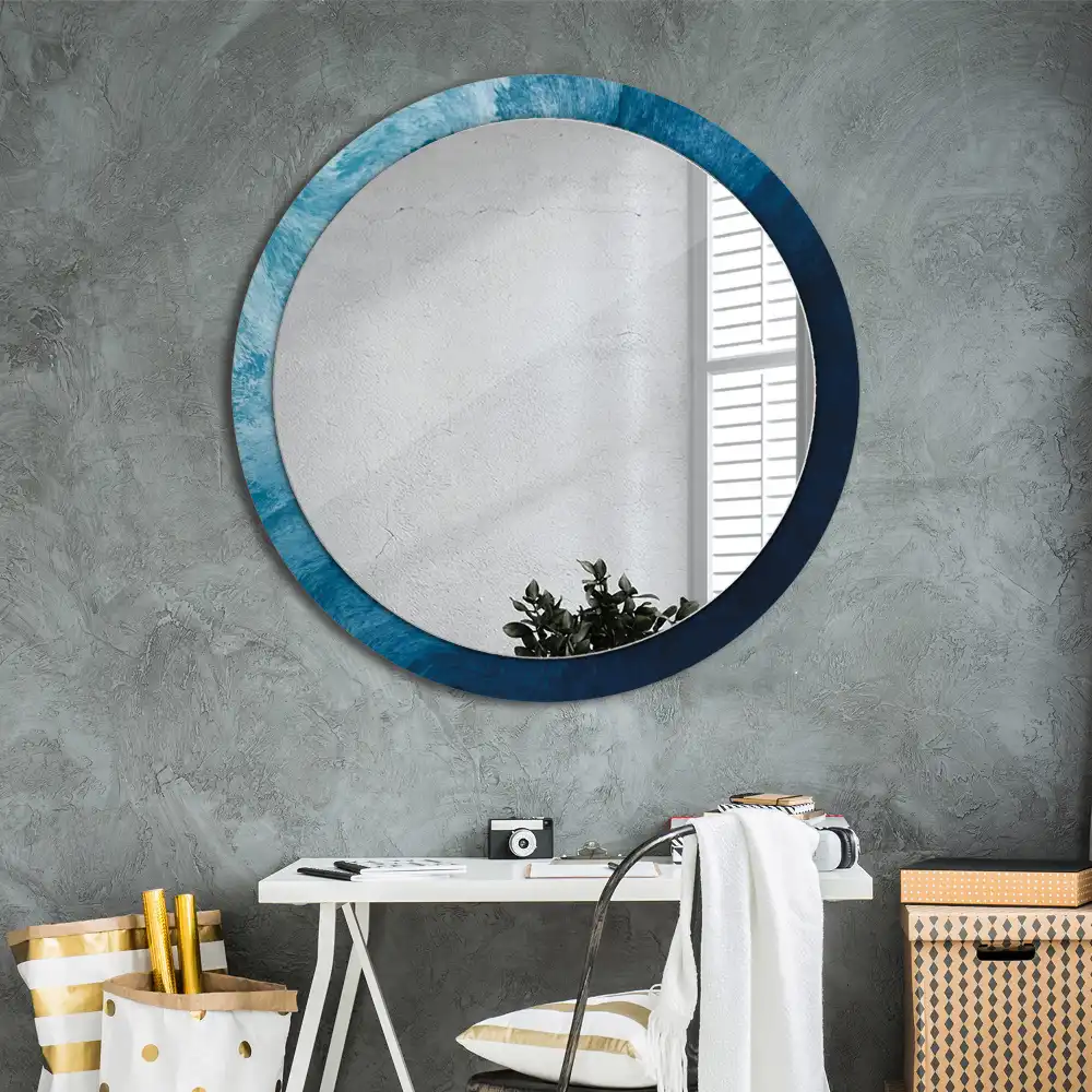 Round printed mirror Abstract art