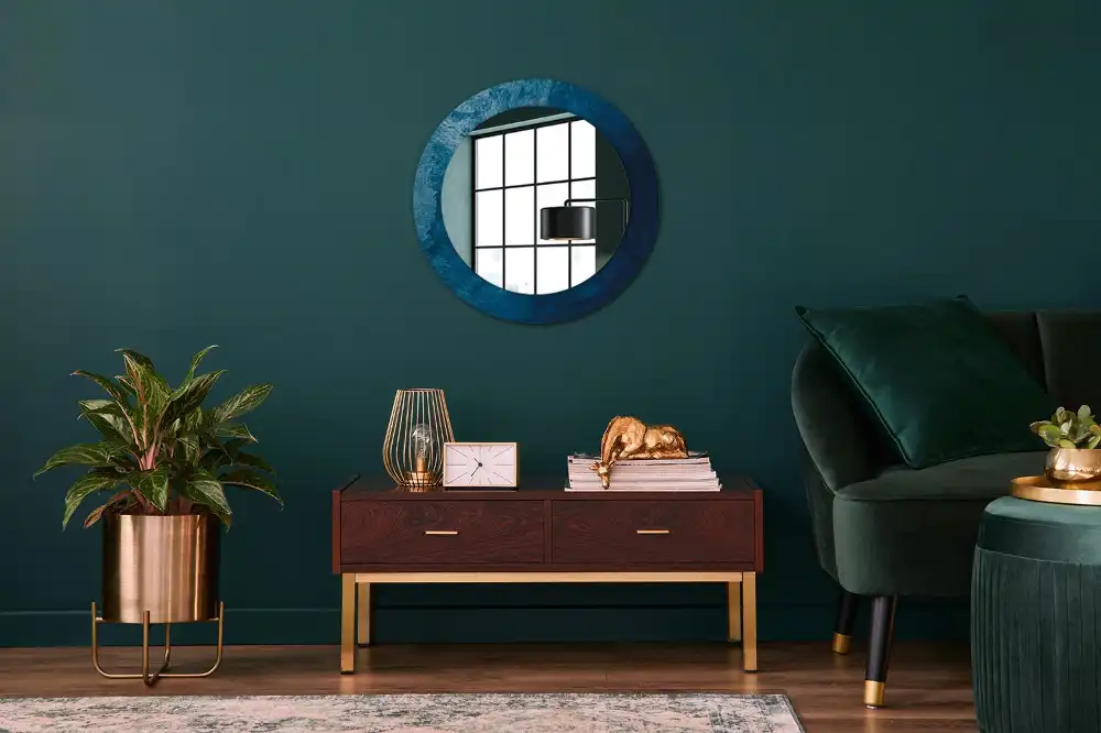 Round printed mirror Abstract art