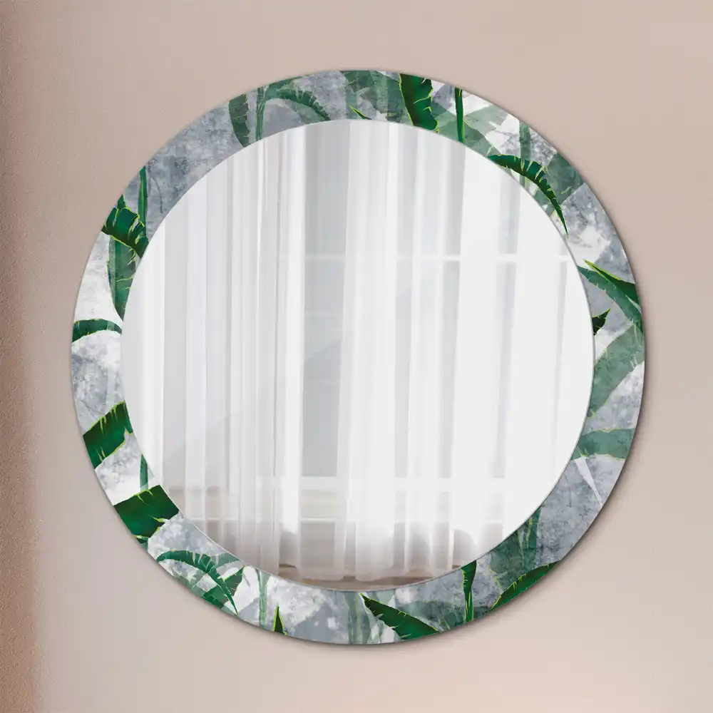 Round mirror frame with print Tropical leaves