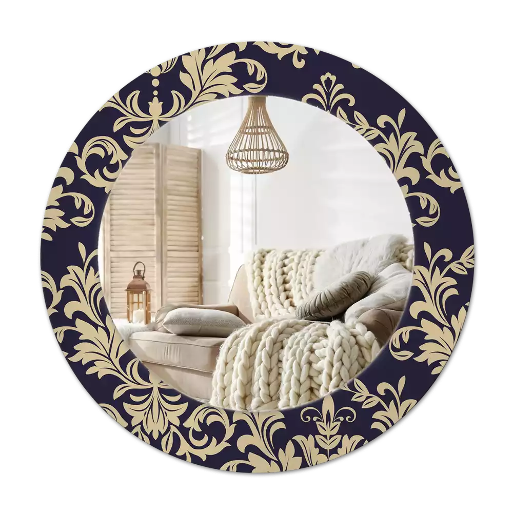 Round wall mirror decor Floral pattern