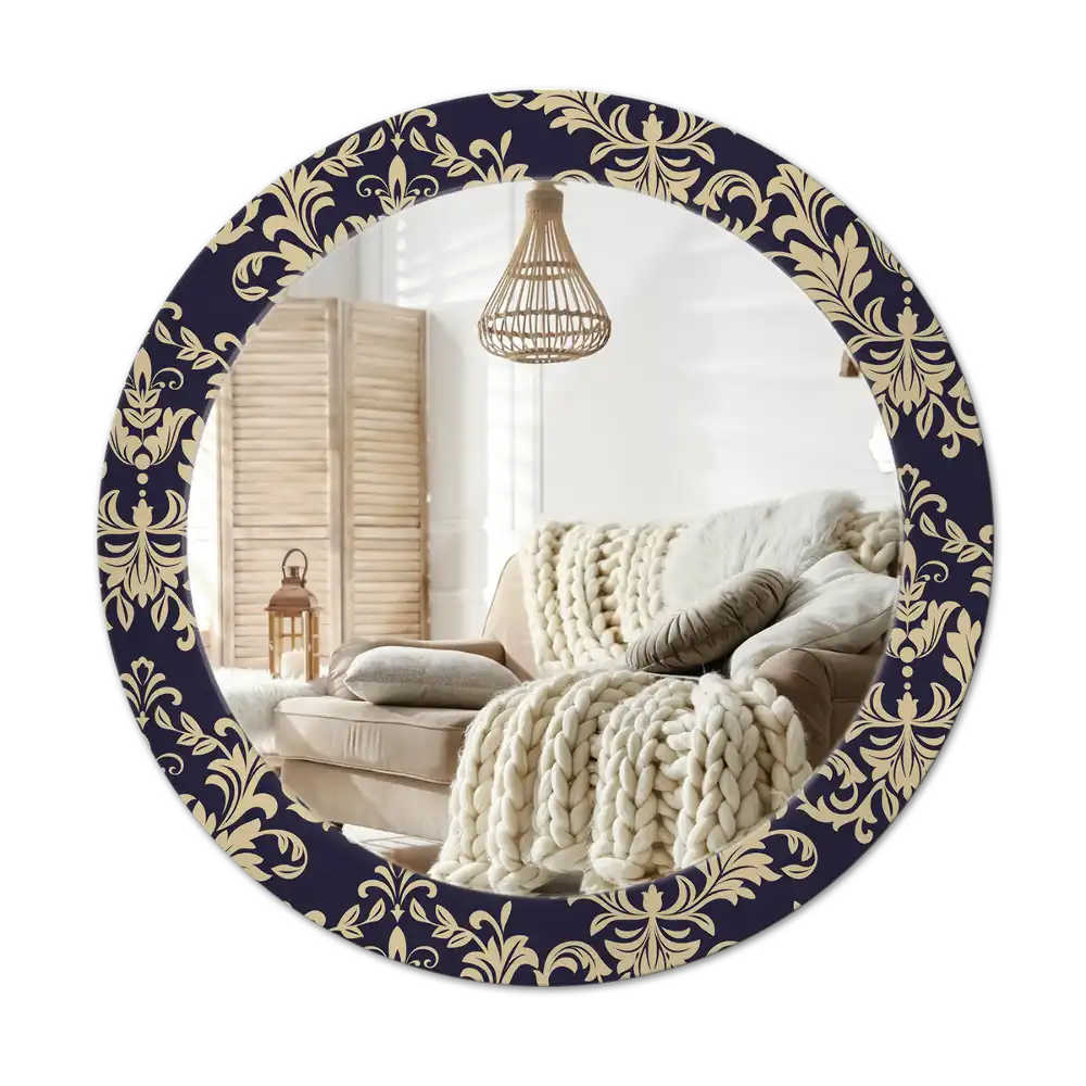 Round wall mirror decor Floral pattern
