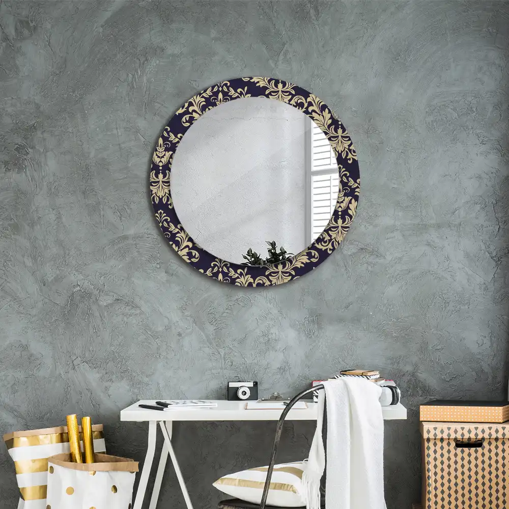 Round wall mirror decor Floral pattern