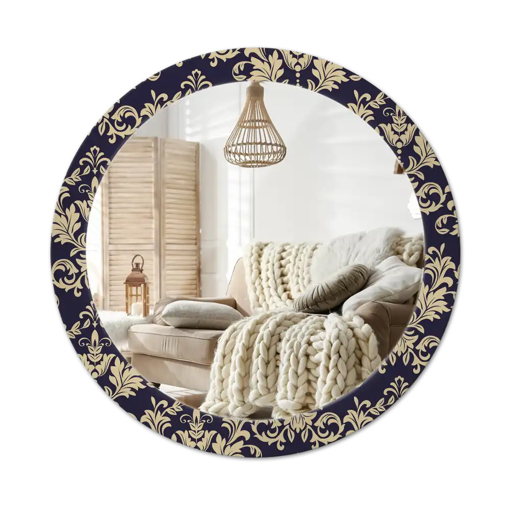 Round wall mirror decor Floral pattern