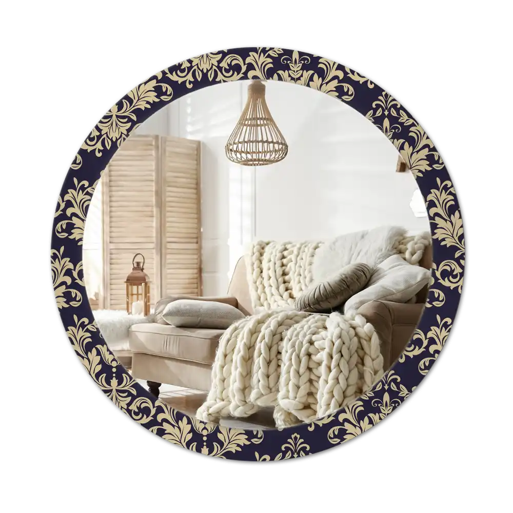 Round wall mirror decor Floral pattern