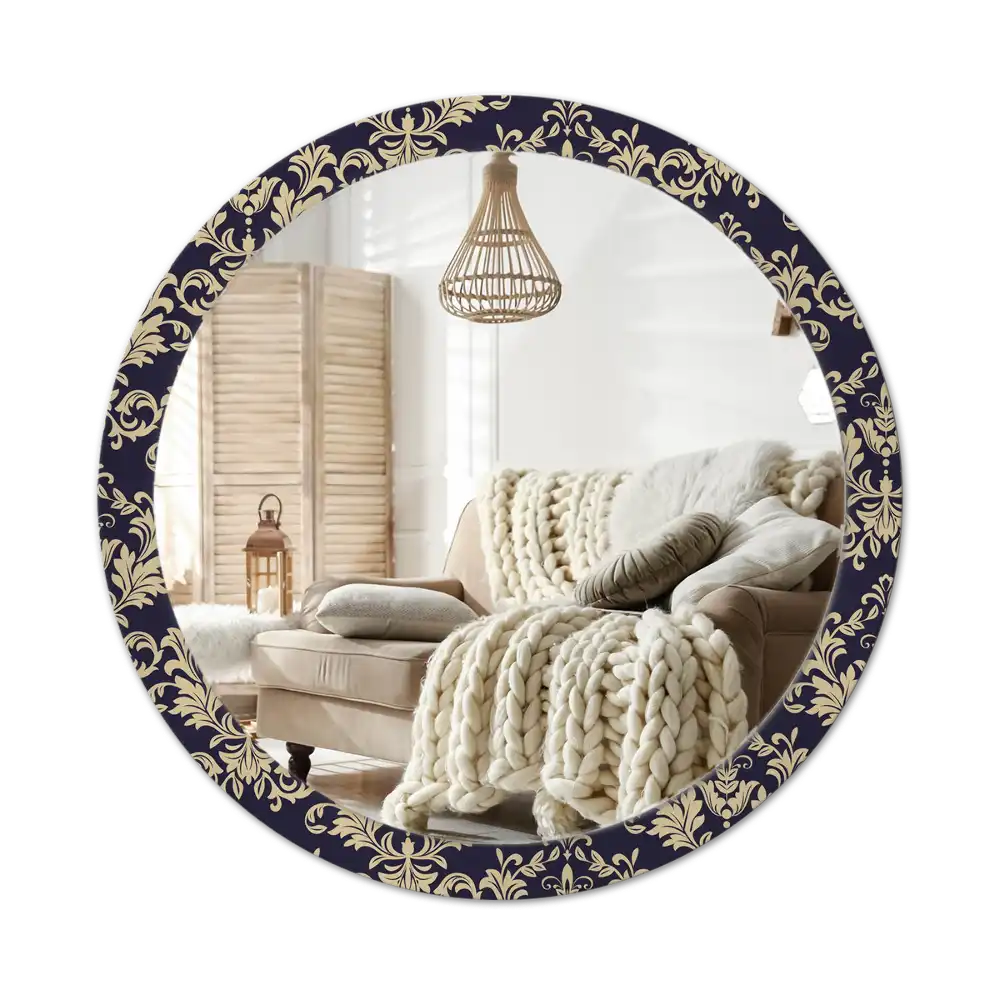 Round wall mirror decor Floral pattern