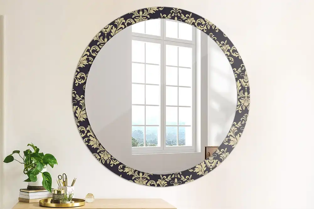 Round wall mirror decor Floral pattern