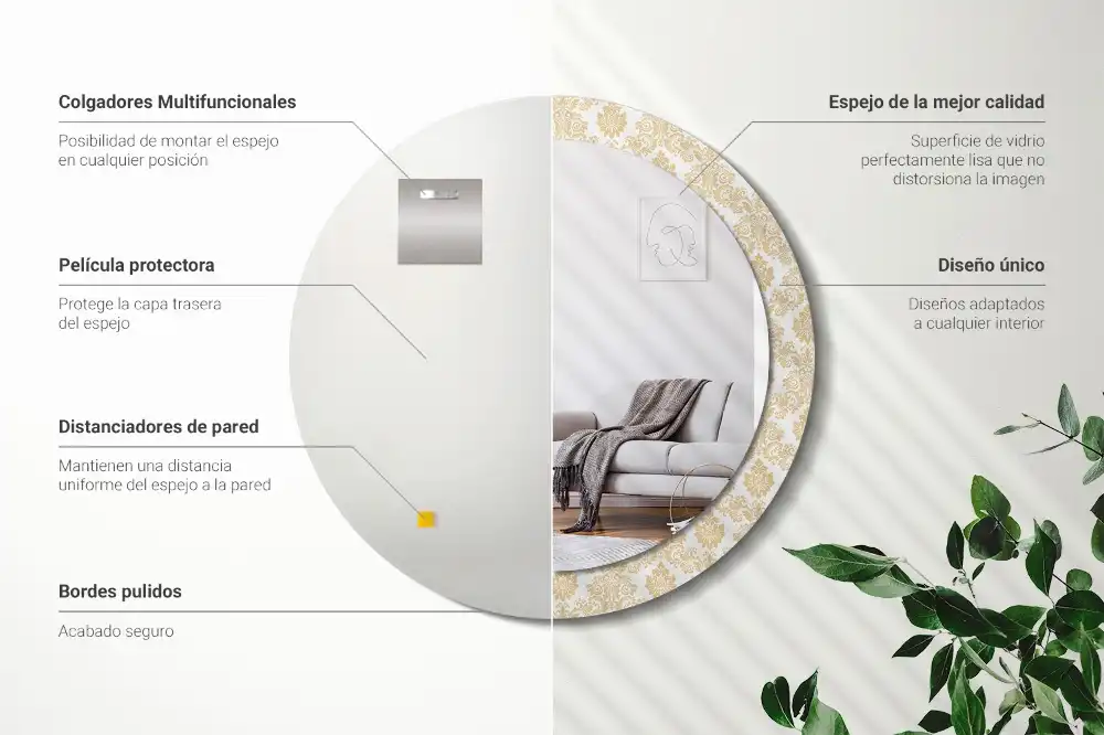 Round decorative mirror Baroque pattern