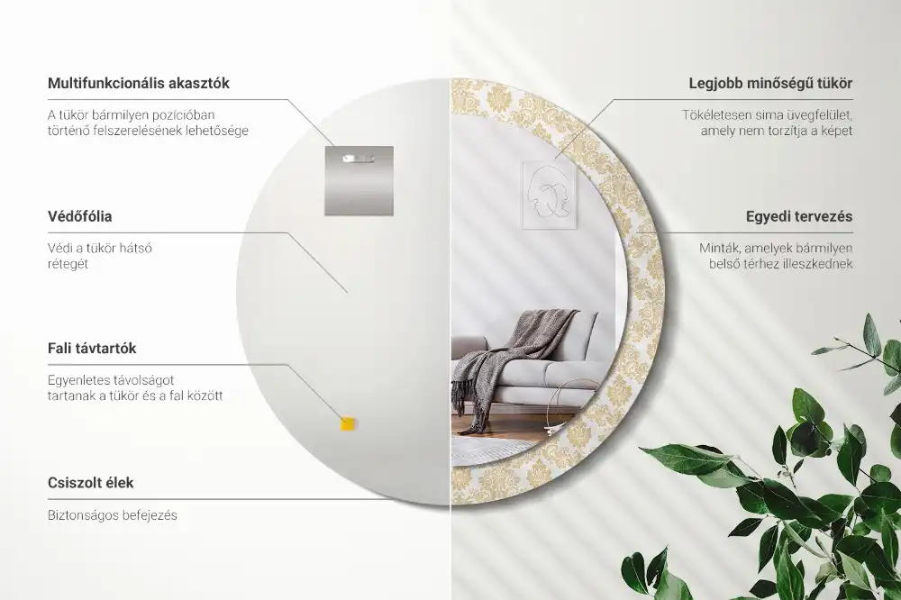 Round decorative mirror Baroque pattern