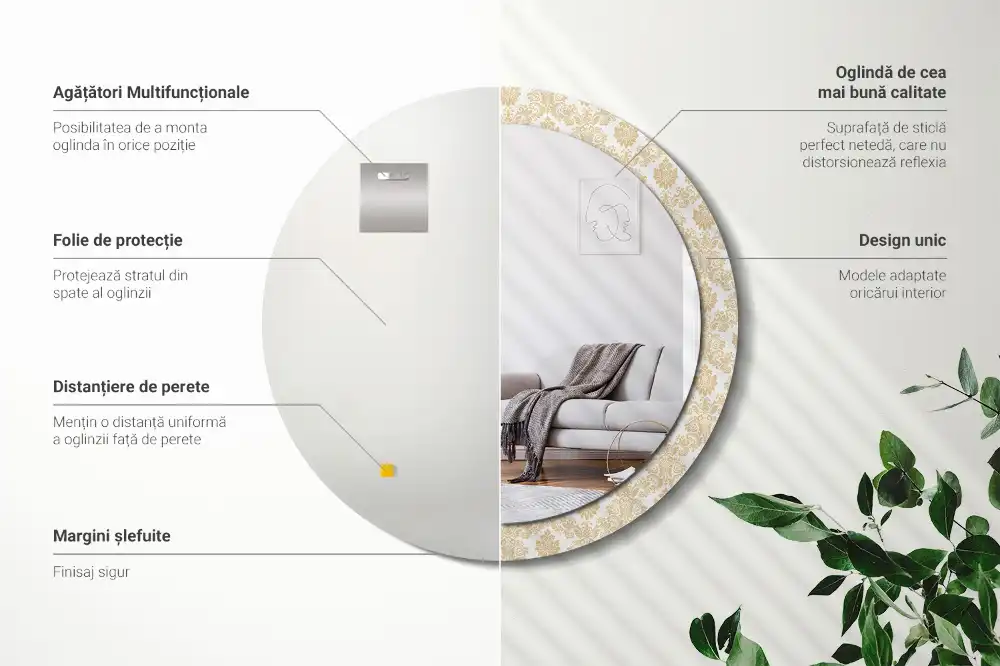 Round decorative mirror Baroque pattern