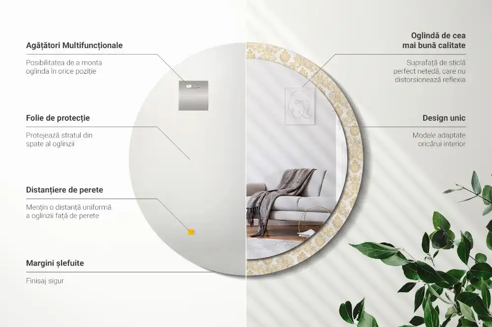 Round decorative mirror Baroque pattern