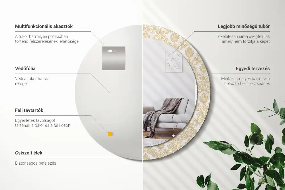 Round decorative mirror Baroque pattern