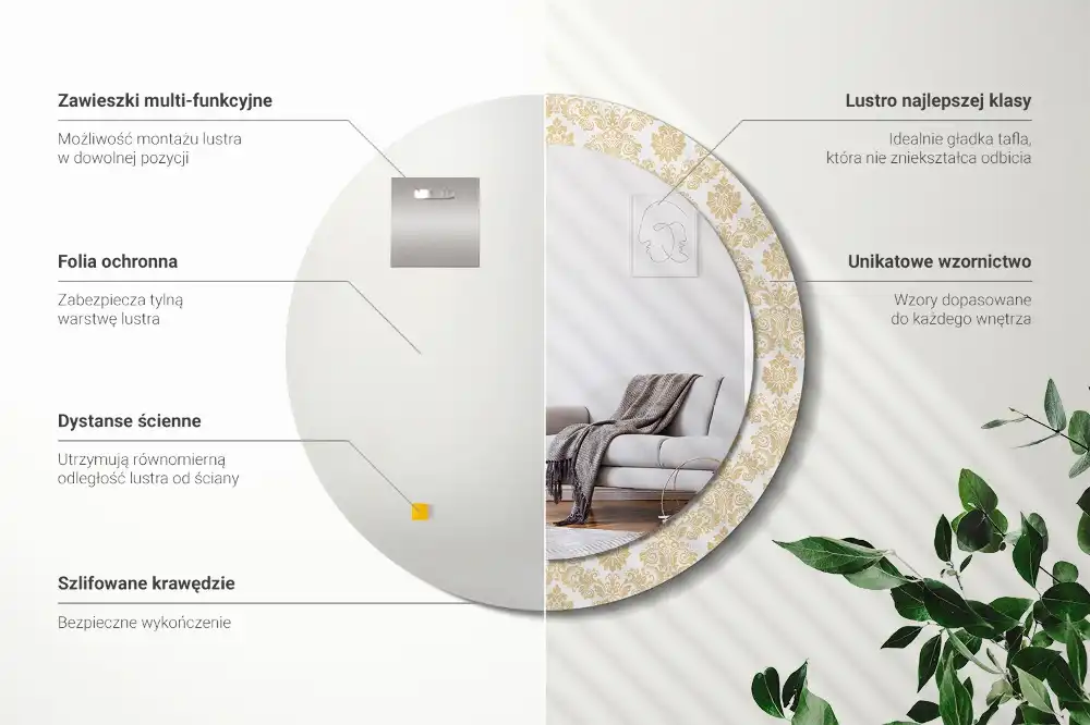 Round decorative mirror Baroque pattern