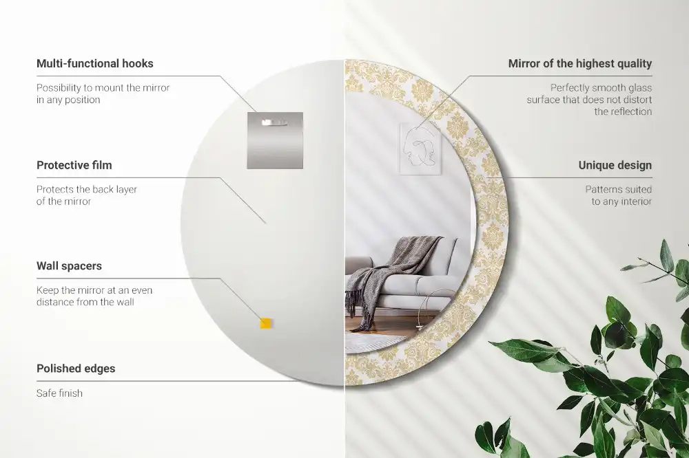 Round decorative mirror Baroque pattern