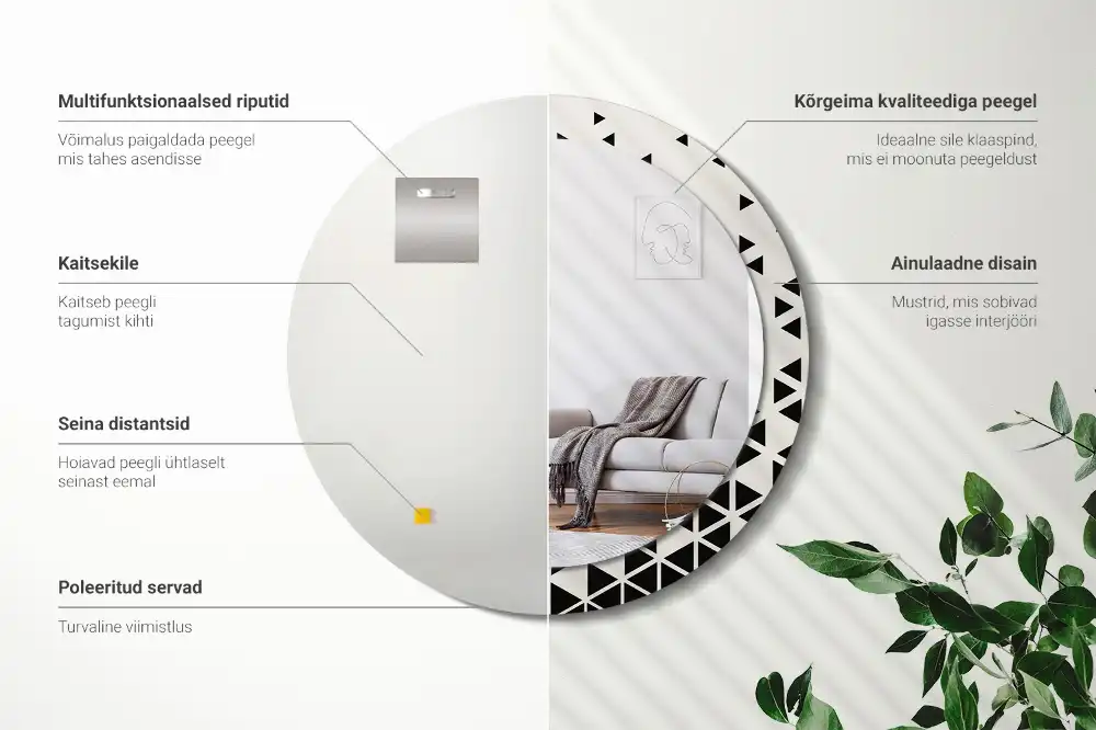 Round printed mirror Geometric abstraction