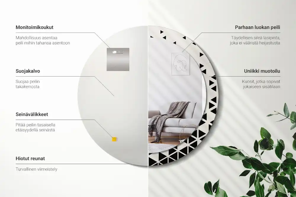 Round printed mirror Geometric abstraction