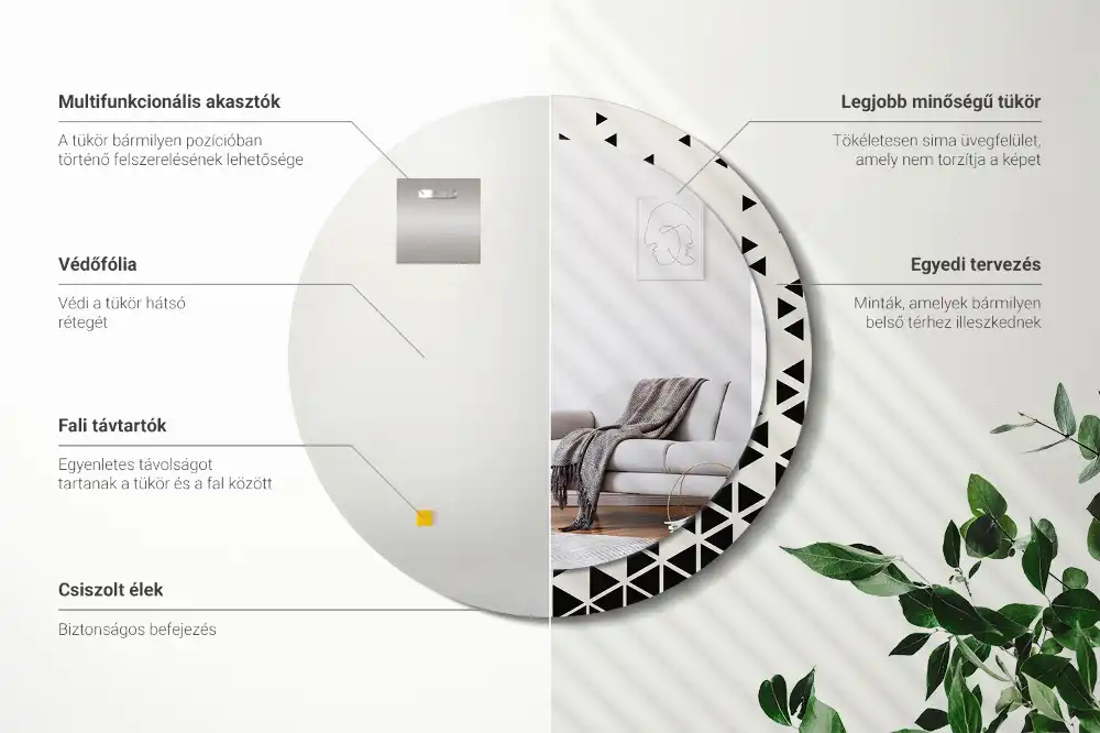 Round printed mirror Geometric abstraction