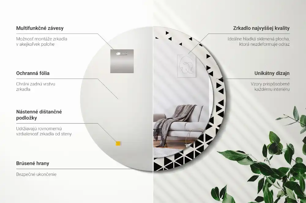 Round printed mirror Geometric abstraction