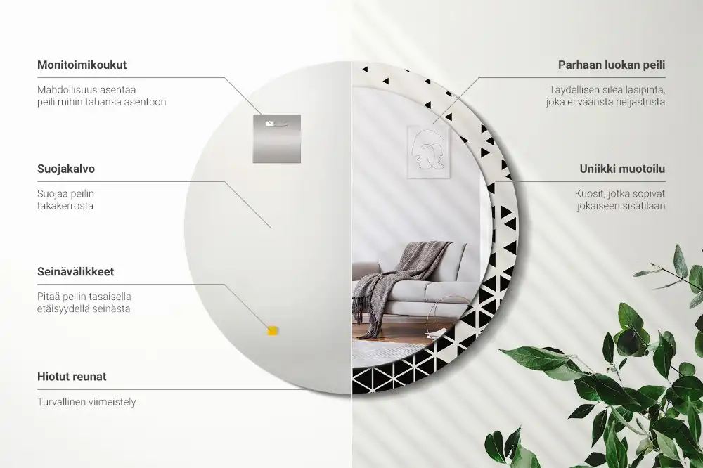 Round printed mirror Geometric abstraction