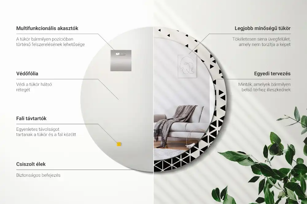 Round printed mirror Geometric abstraction