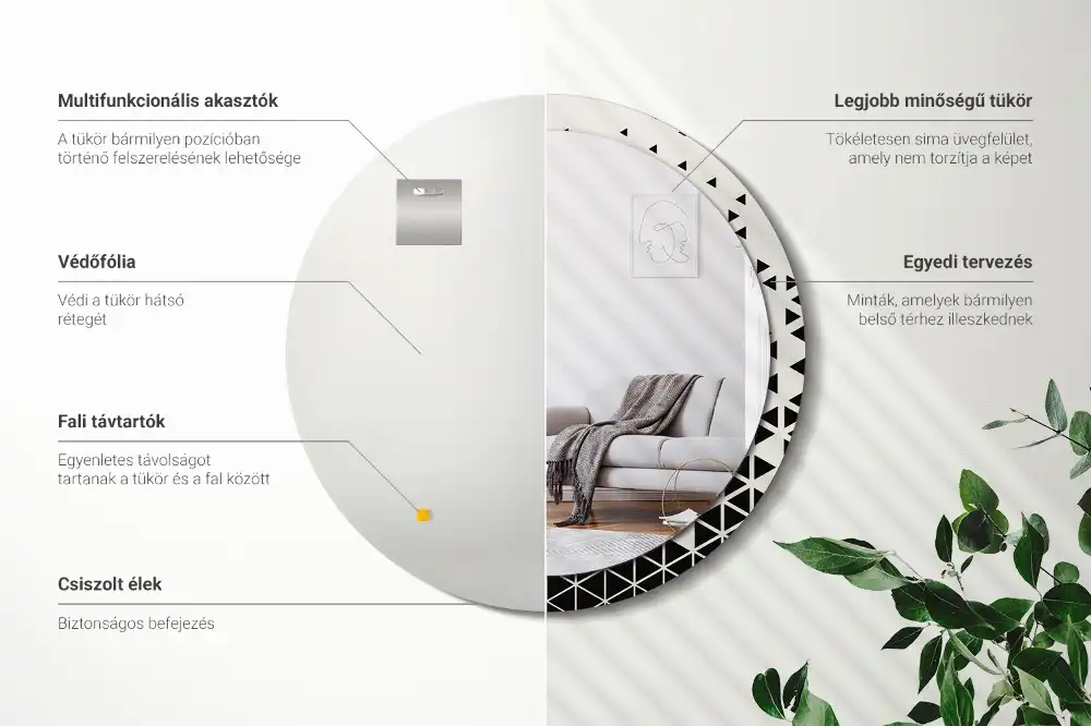 Round printed mirror Geometric abstraction