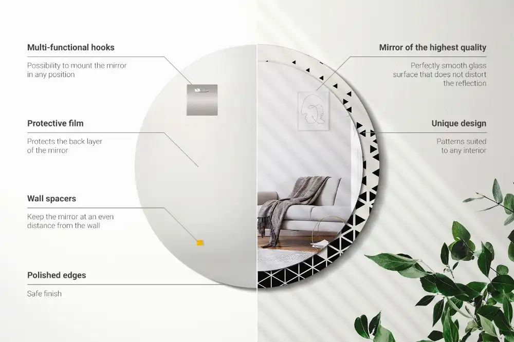 Round printed mirror Geometric abstraction